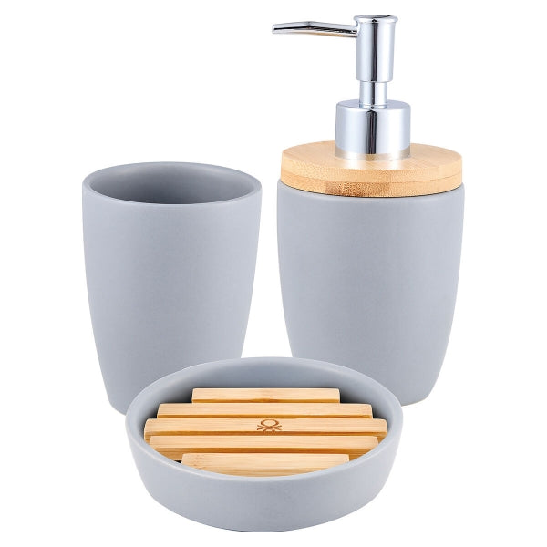 SET DA BAGNO BENETTON TEVERE BE GRIGIO 3 PEZZI CERAMICA