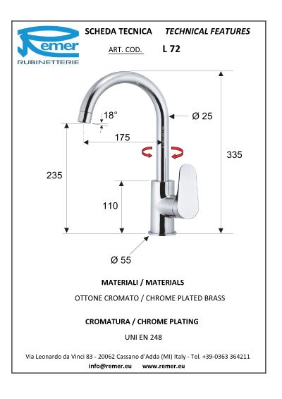 Miscelatore Cucina Remer Class Line - Living Bagno Shop