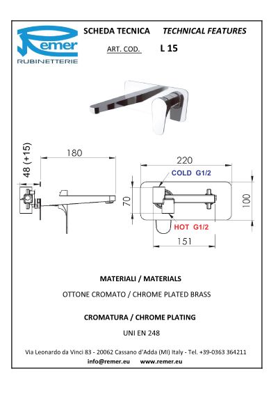 Miscelatore Lavabo Incasso Remer Class Line - Living Bagno Shop