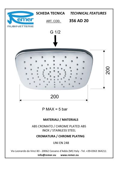 Soffione Doccia Squadrato con Angoli Arrotondati - Living Bagno Shop