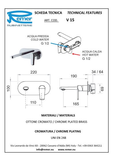 Miscelatore Lavabo Incasso Remer Vanity - Living Bagno Shop